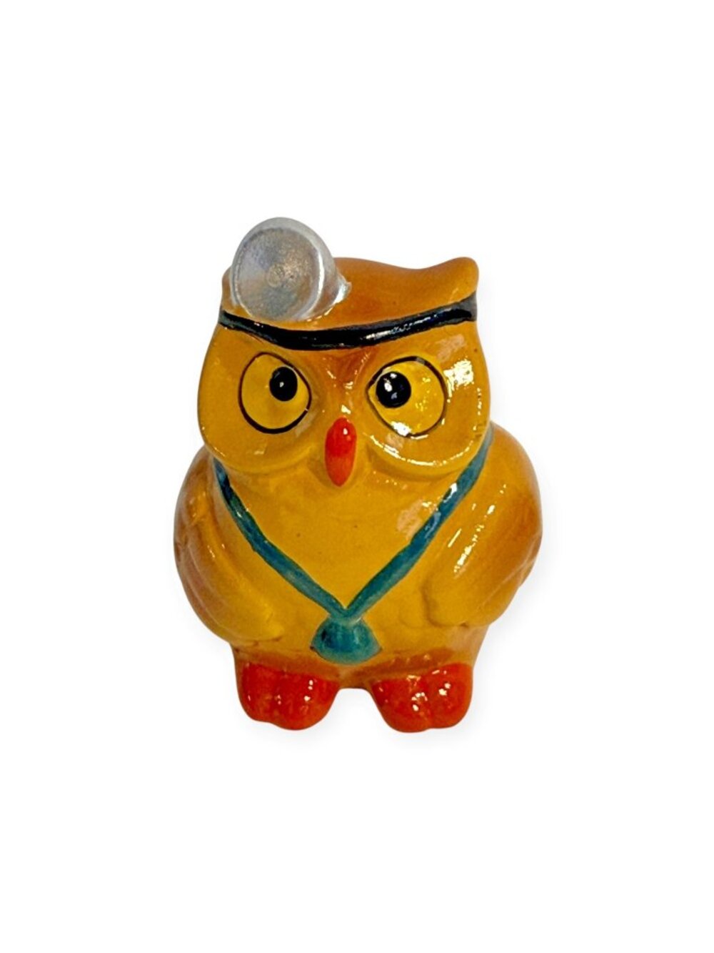 Vintage Owl Figurine Doctor 2" Ceramic Sri Lanka